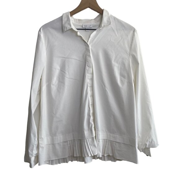 J.‎ Jill Women White Shirt Collection White Button Up Pleated Hem Size Small. - Picture 1 of 11